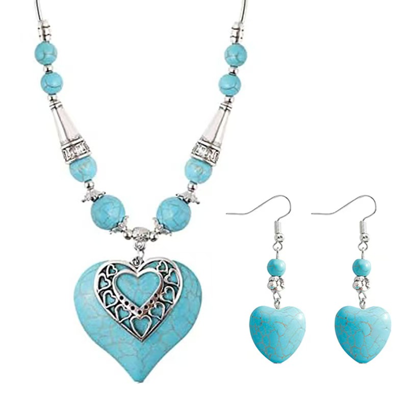 Bohemian Heart Shape Turquoise Jewelry set