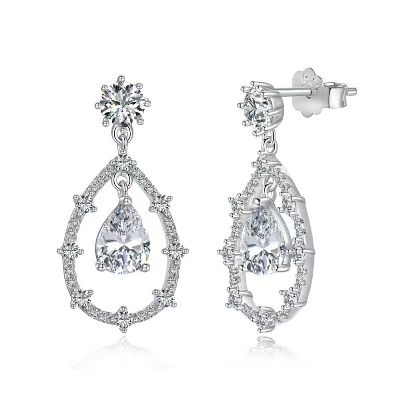 S925 Sterling Silver Light Luxury Zircon Earrings